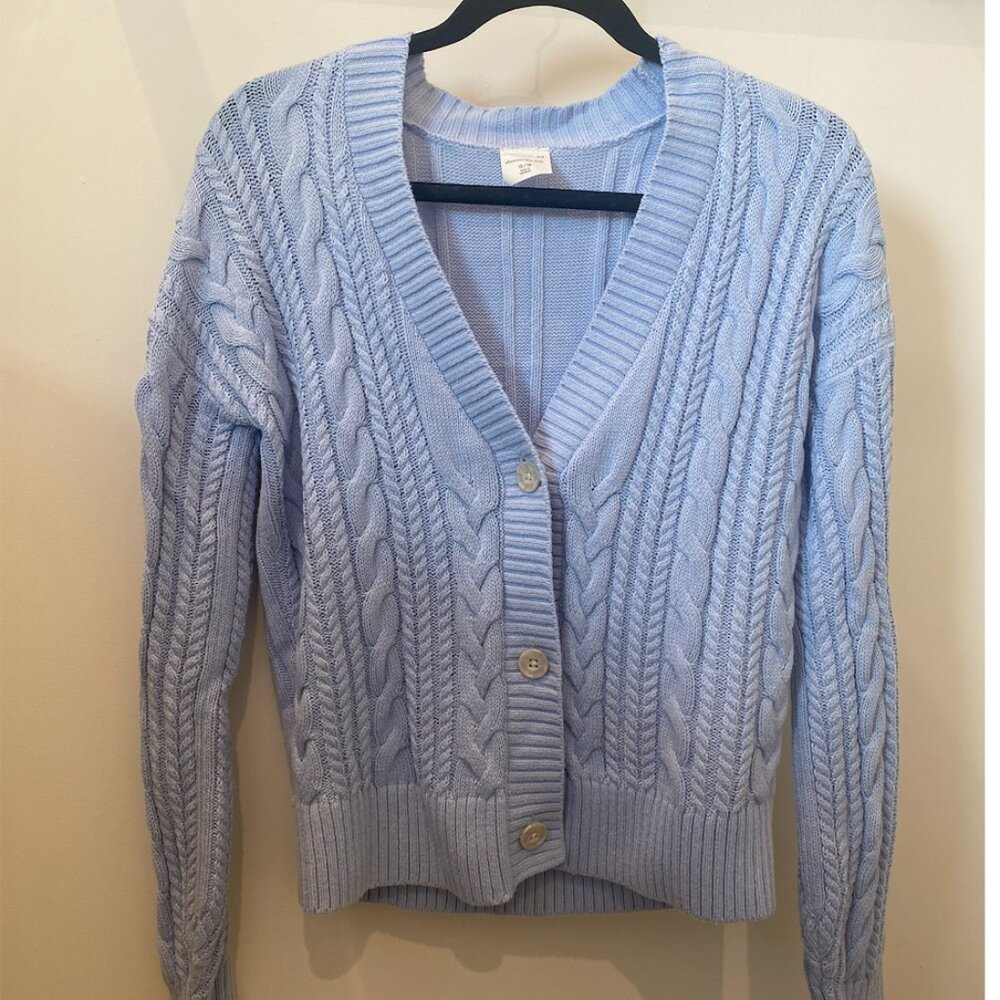 Abercrombie & Fitch: Light Blue Cable Stitch Cardigan